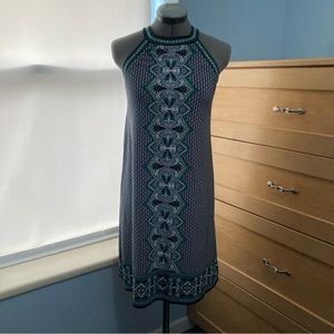 Max Studio Knee-Length High-Neck Dress, Blue-Green, Size S